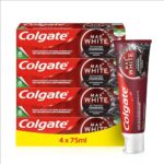 Colgate Zahnpasta Max White Charcoal 4 x 75ml - Zahncreme mit Aktivkohle, entfernt bis zu 100% der oberflächlichen Verfärbungen  