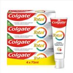 Colgate Zahnpasta Total Original 4x100ml – Zahnreinigung für einen gesunden Mund und 12 Stunden proaktiven Zahnschutz* – reinigt Zähne, Zahnfleisch, Wangen und Zunge  