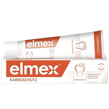 elmex Zahnpasta Kariesschutz 75ml – medizinische Zahnreinigung für hochwirksamen Kariesschutz – bietet zweifach aktives Kalzium-Fluorid Schutzschild für widerstandsfähige Zähne  